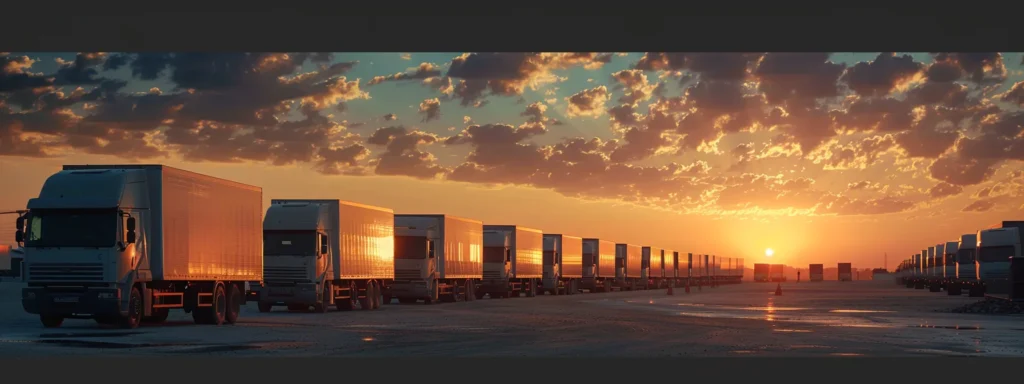 a fleet of gleaming refrigerated trucks stands ready under the vibrant morning sun, their sleek designs and 'drive cool' logos showcasing modern efficiency in cold chain logistics.