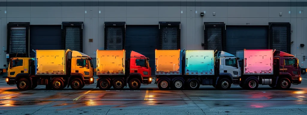 a fleet of sleek, refrigerated trucks glistens under the afternoon sun, their vibrant colors and modern design symbolizing efficiency and freshness in transportation.