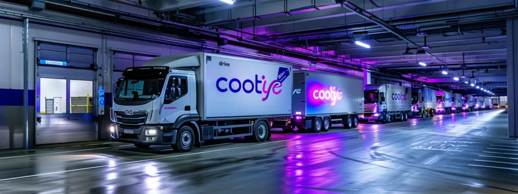 a fleet of sleek, refrigerated trucks and vans displaying a vibrant