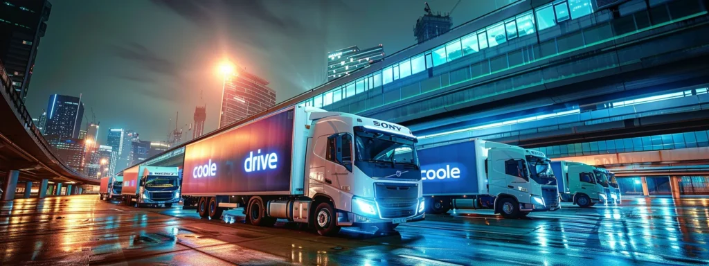 a fleet of sleek refrigerated trucks and vans, prominently displaying a striking
